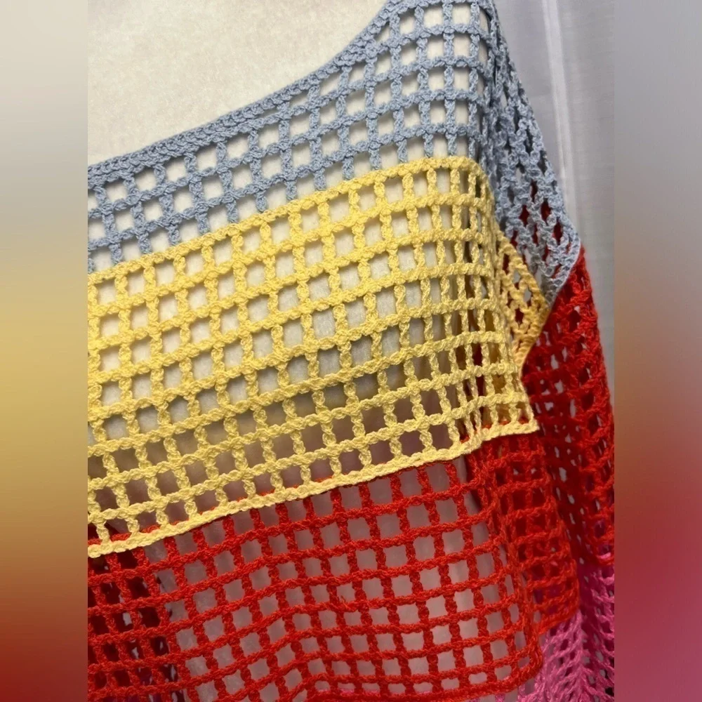 Fate Stripe Eyelet Knitted Pullover | size Small